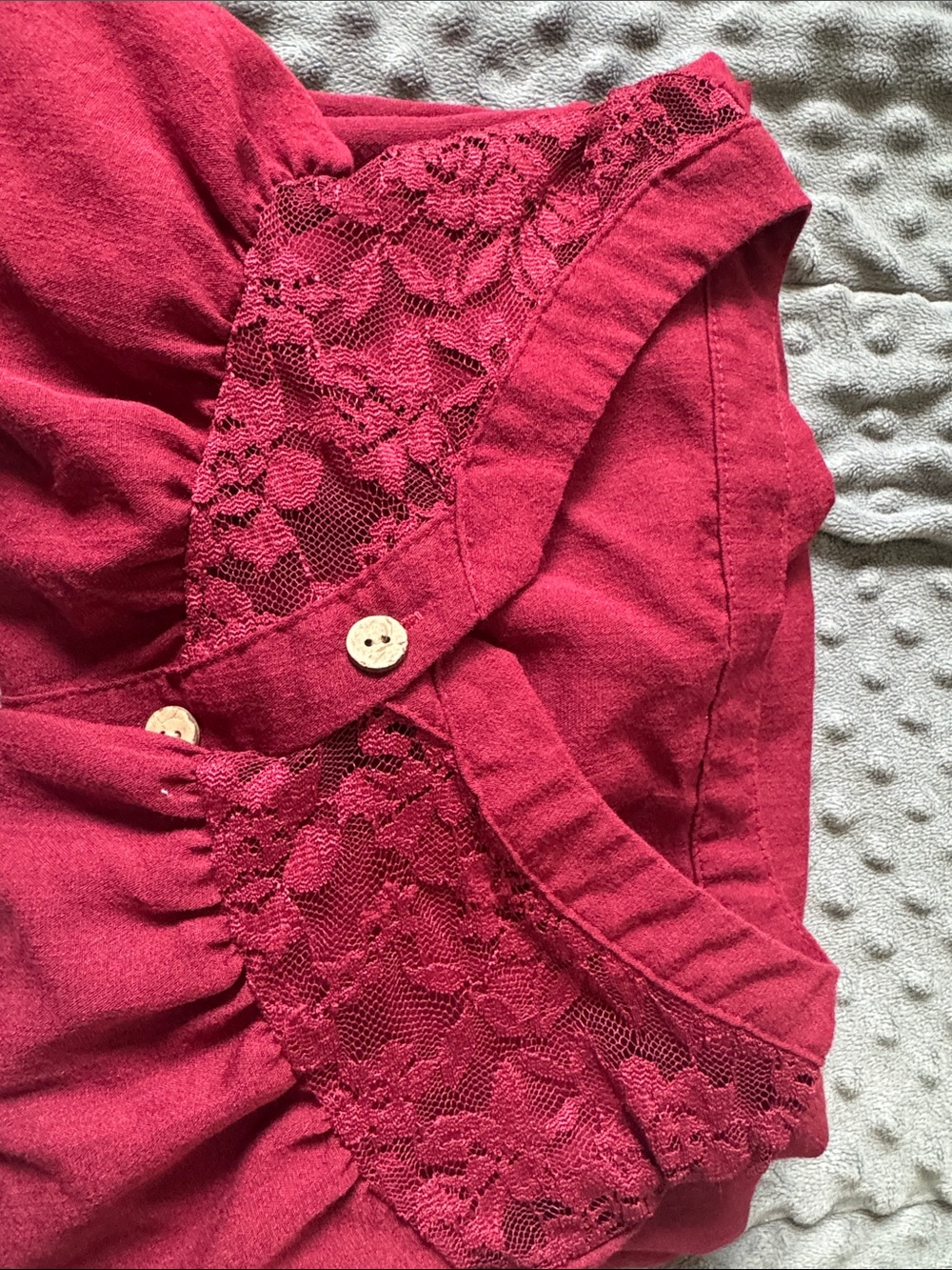 Embroidered Short-Sleeve Polo Top - Raspberry - Picture 3 of 4